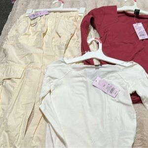 Target Cream Pants and Red Top Set